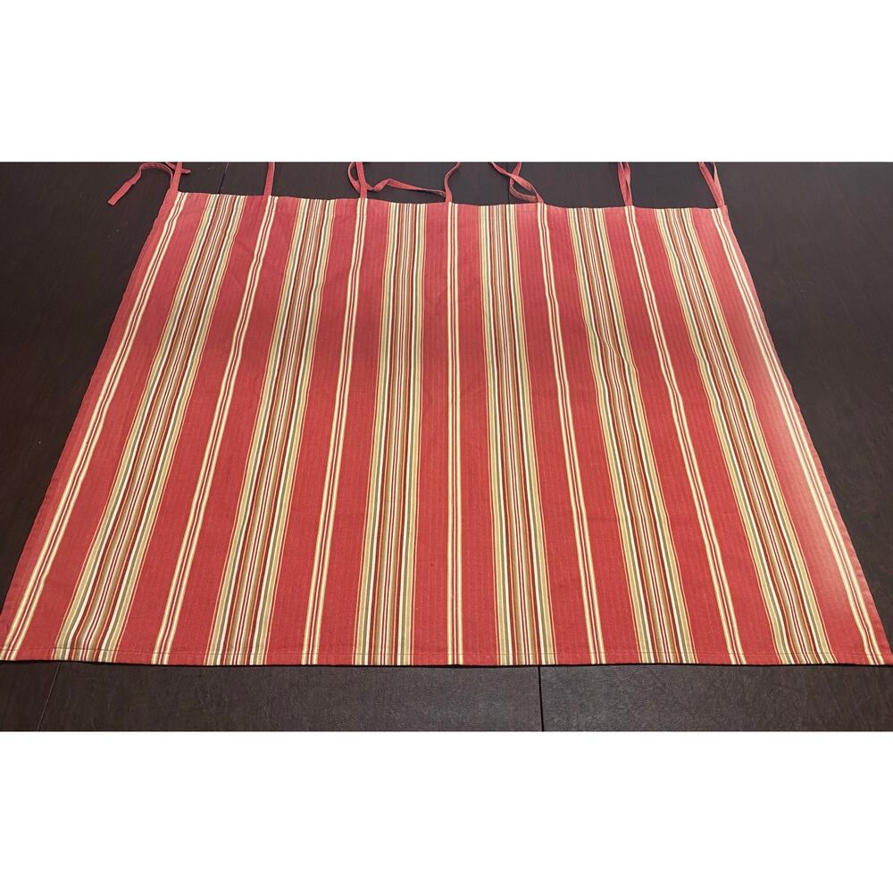 Pottery Barn Morgan Red Striped Cafe Window Curtains Set of 2 44x36 Ties Cotton‎